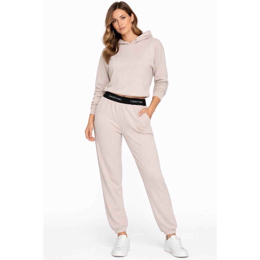 Calvin Klein Performance Women Velour Joggers Chalk White Size S 11875